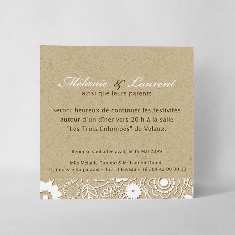 Carton Invitation Vin Dhonneur Mariage