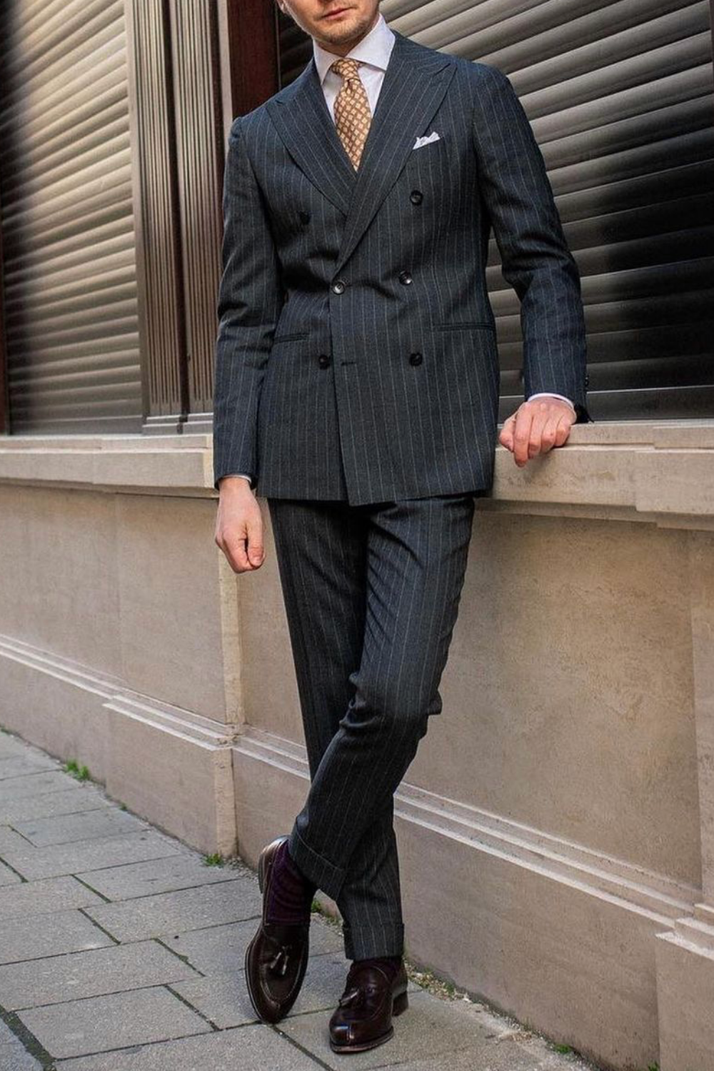 Charcoal Pinstripe Suit Outfit | Gentleman Style | Giorgenti Custom ...