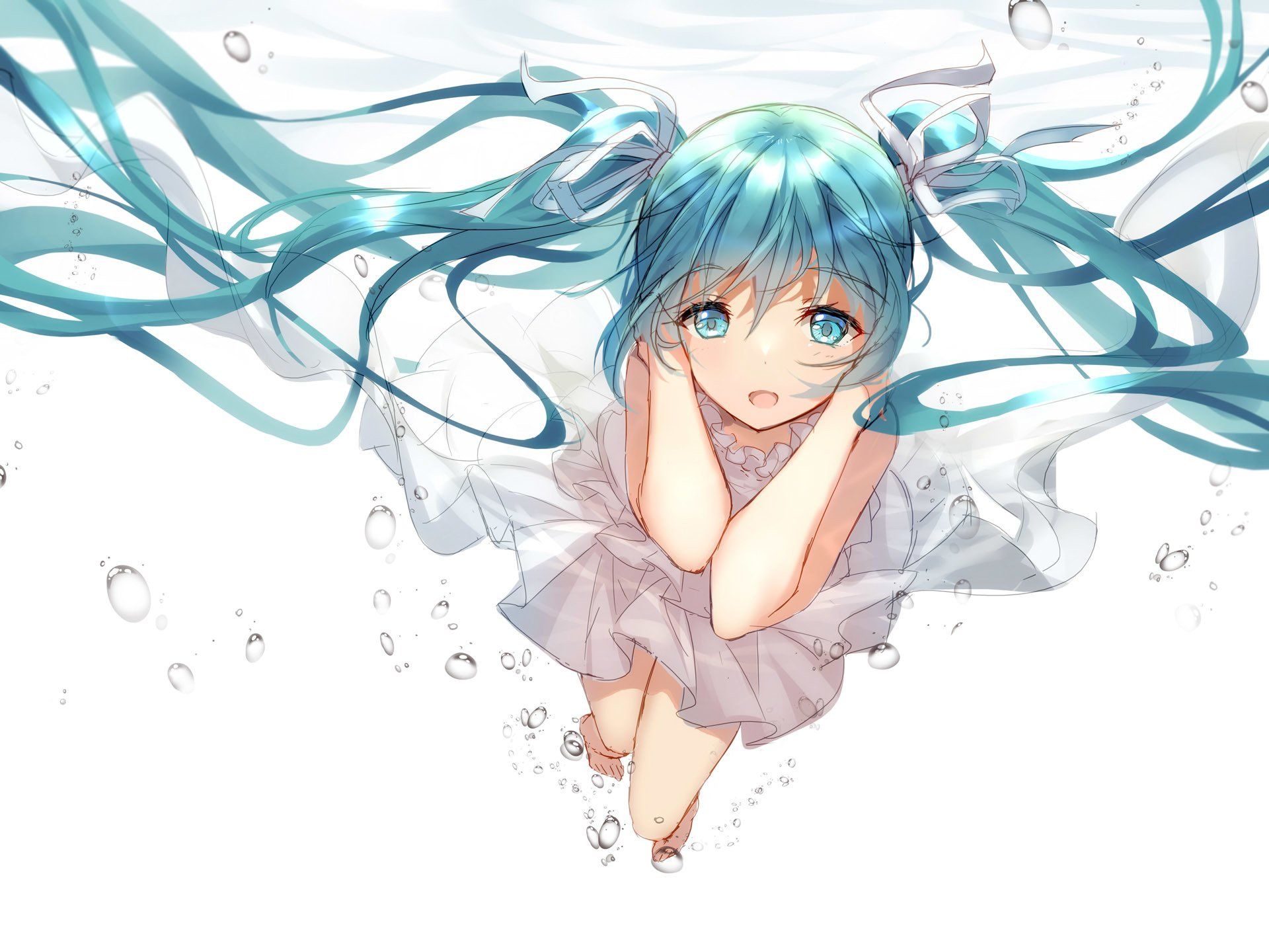 Anime Vocaloid Hatsune Miku Long Hair Twintails Girl Aqua Eyes Anime Vocaloid Hatsune Miku Long Hair Twintails Girl Aqua Eyes