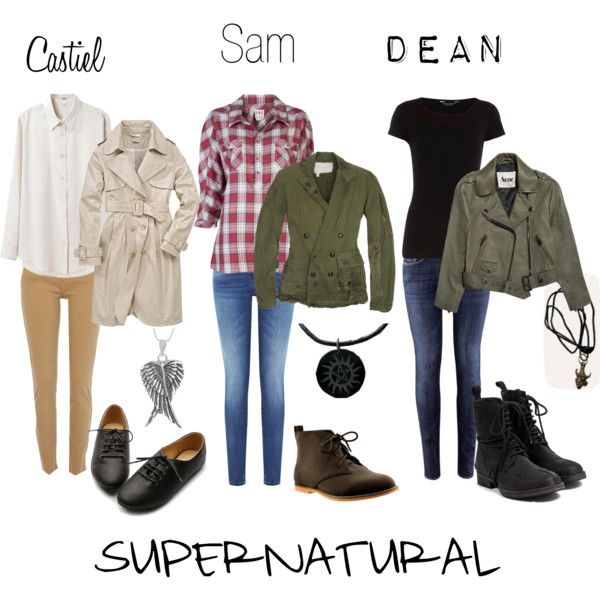 Supernatural outfits for girls! I am buying them ALL so i can be all three of them whenever i want! loll.. those clothes plus that necklace... done deal! Supernatural Outfits, Supernatural Fandom, Castiel, Supernatural Fashion, Supernatural Cosplay, Supernatural Halloween Costumes, Supernatural Necklace, Girl Outfits, Cute Outfits