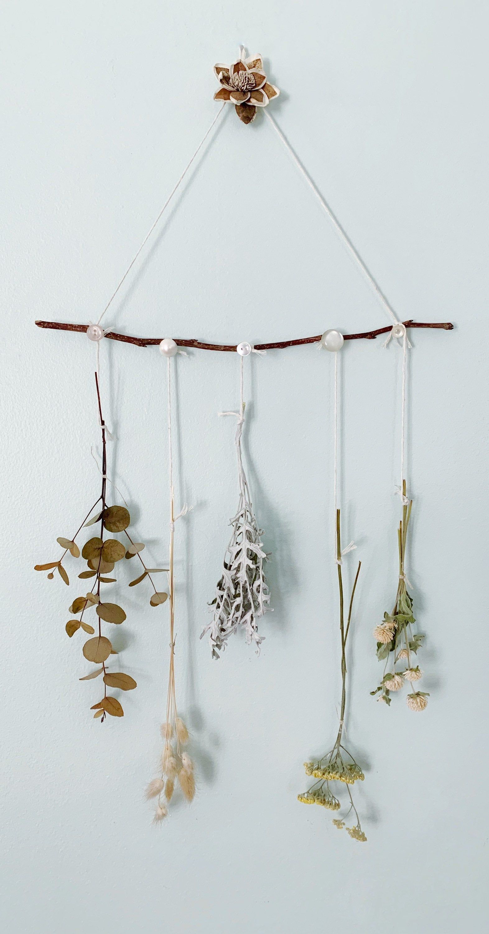 Boho Beach Dried Flower Wall Hanging | Etsy in 2020 | Hanging flower