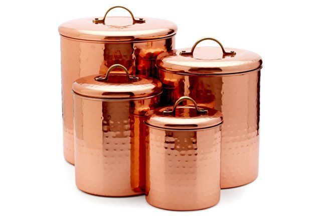 Add This Set Of Four Hammered Copper Canisters To Your Kitchen Add This Set Of Four Hammered Copper Canisters To Your Kitchen Counter And You