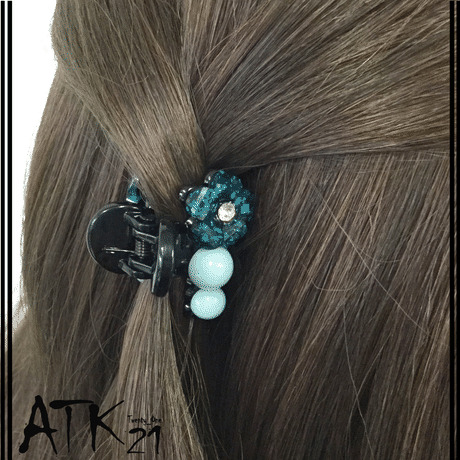 ラインストーン バイカラー ヘアクリップ 髪留め 前髪 サイド留め