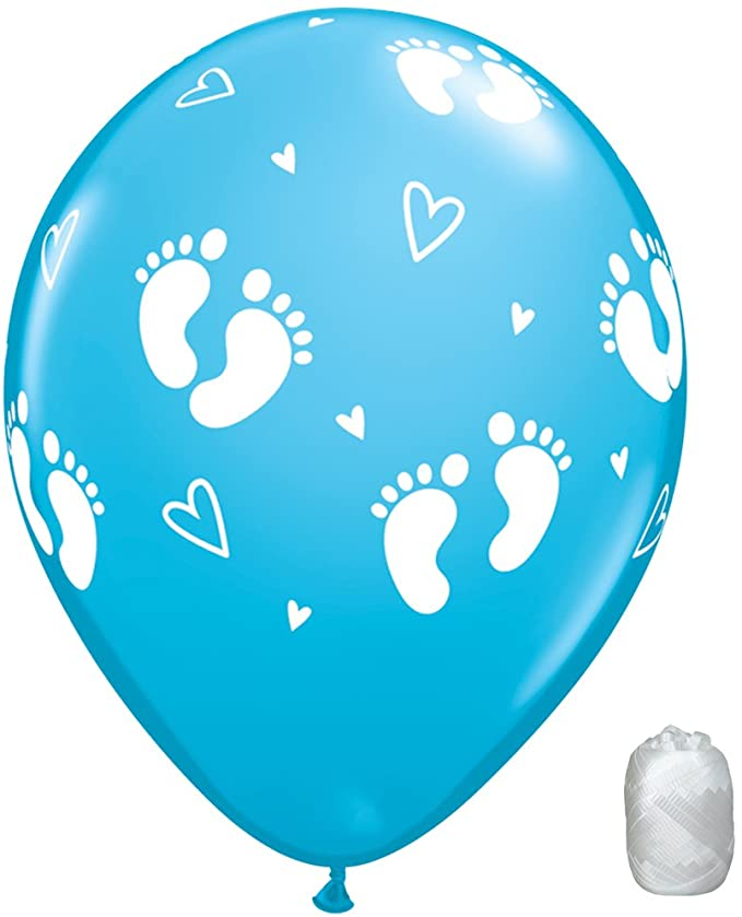 Boy Baby Shower Balloons Blue Footprint Balloons Baby Boy Footprint Balloon Bouquet New Baby Boy Balloons