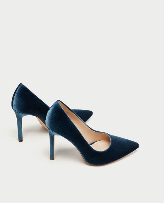 Terciopelo Punta Azul Tacón Fino En Acabado Zapato De EHqO7wxf