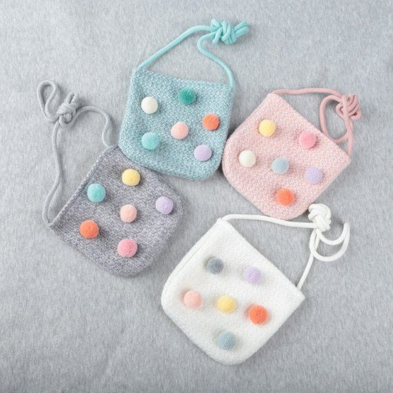 Bolsa de pompones de niña niño, niñas cruzan bolsa de plástico, pompón Cruz bolsa de plástico, los niños pompón, pequeño bolso, bolsa Mini para niña, ribbonnkids