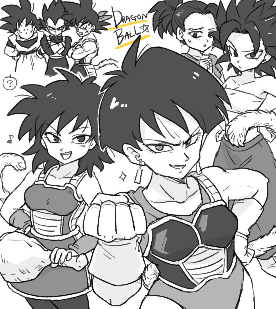 Vegeta, Goku, Bardock, Fasha, Gine, Caulifla, and Kale Dragon Ball Z, Drago...