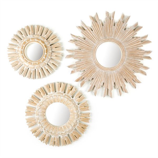 Set Of 3 Sunburst Pickled Mirrors Design By Tozai 358 Liked On Set Of 3 Sunburst Pickled Mirrors Design By Tozai 358 Liked On Polyvore Featuring Home Decor Wall Mirror