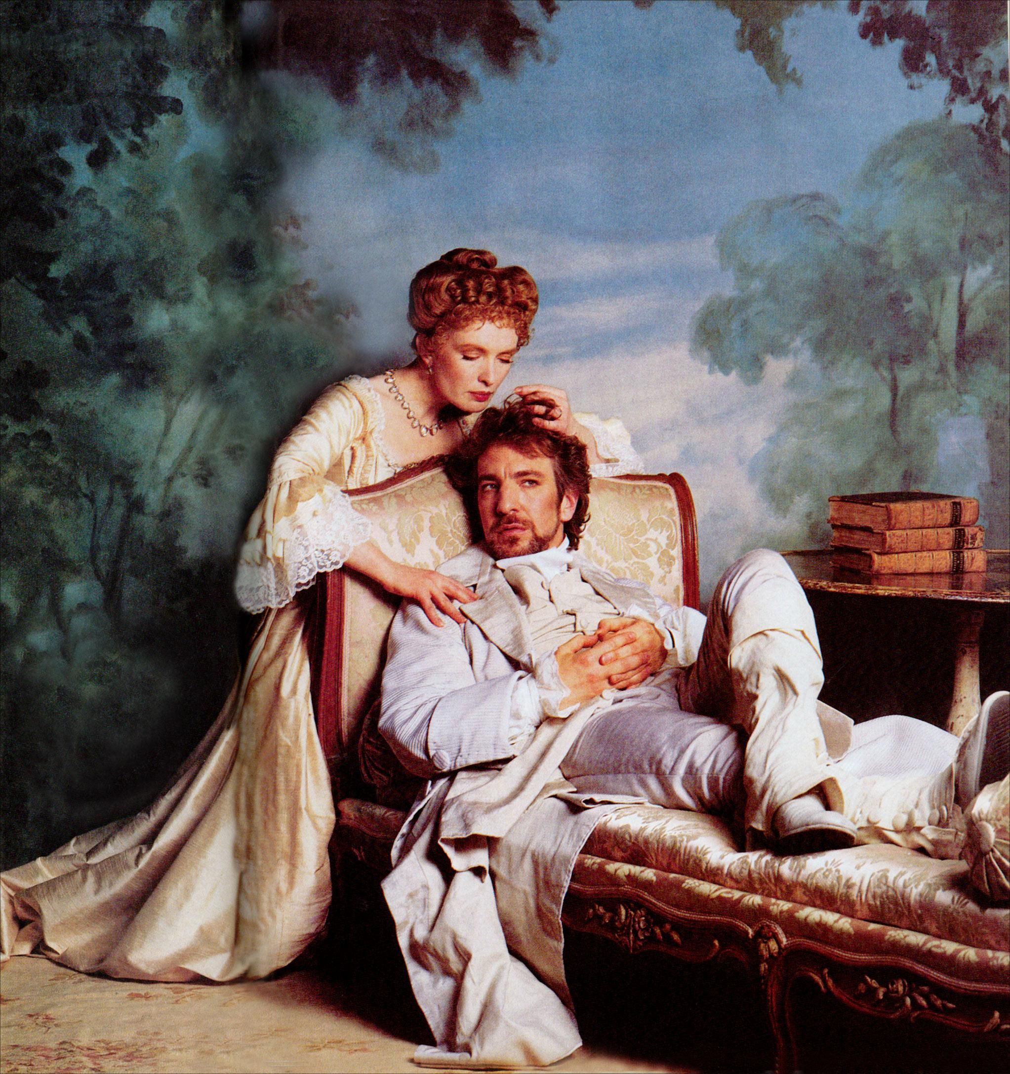 Lindsay Duncan (Marquise de Merteuil) et Alan Rickman (Valmont) dans Les Liaisons Dangereuses