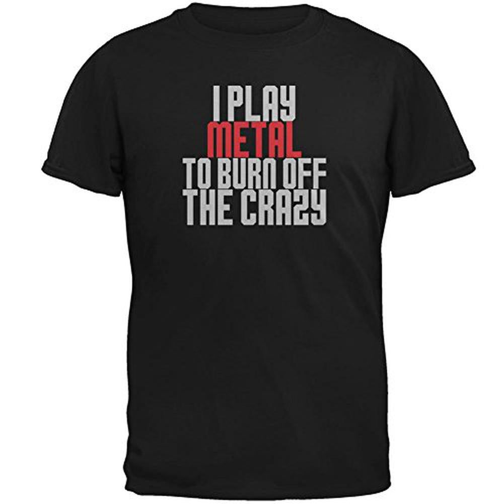 I play metal to burn off the crazy" is printed on the front of this funny tee. This Old Glory design is printed on 100% cotton t-shirt. Lenoir City, How To Play Drums, Play Baseball, Old Glory, Mens Tank Tops, Mens Tops, Funny Tees, Playing Guitar, Men Long