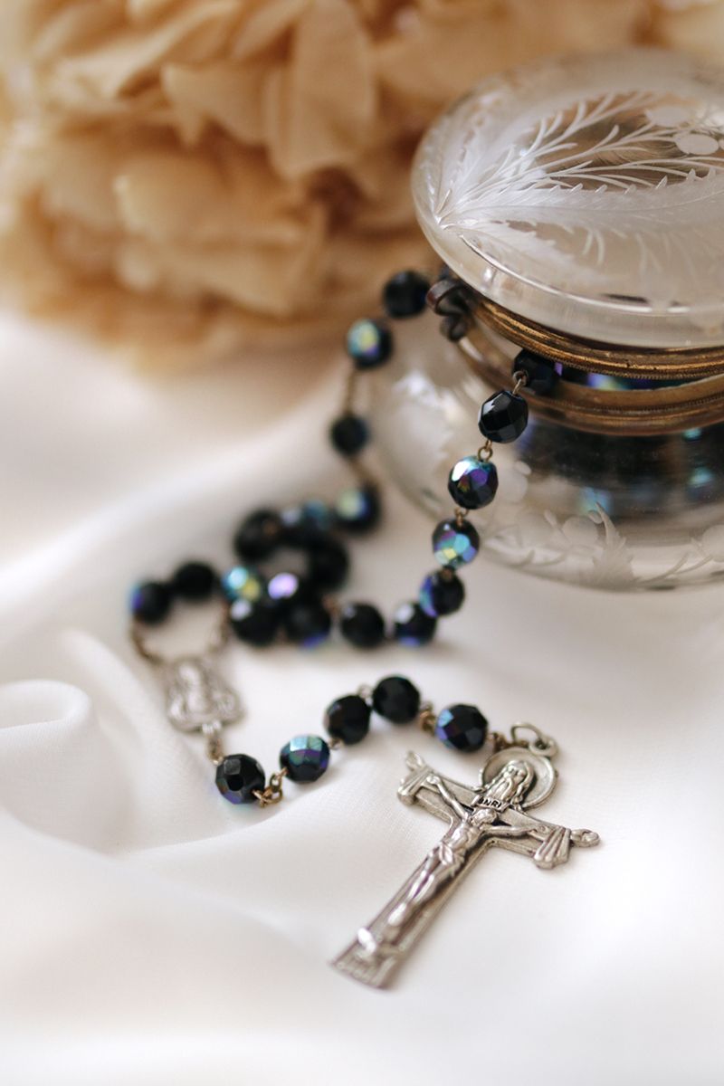 bijoux religieux blanc Chapelet en plastique avec perles lumineuses pour catholicisme pri/ère