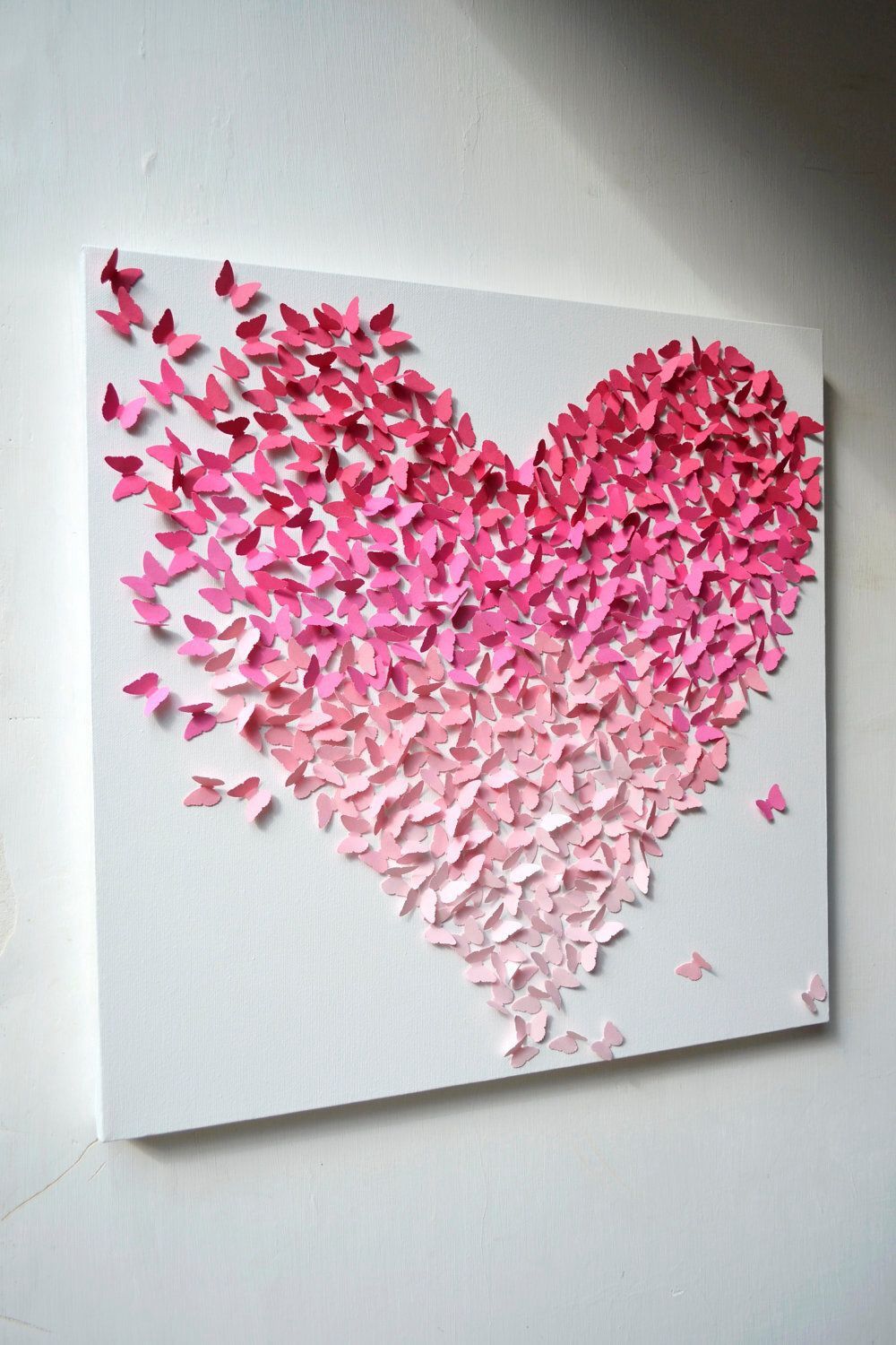 Pink Ombre Butterfly Heart Wall Art Pink Ombre Butterfly Heart Wall Art
