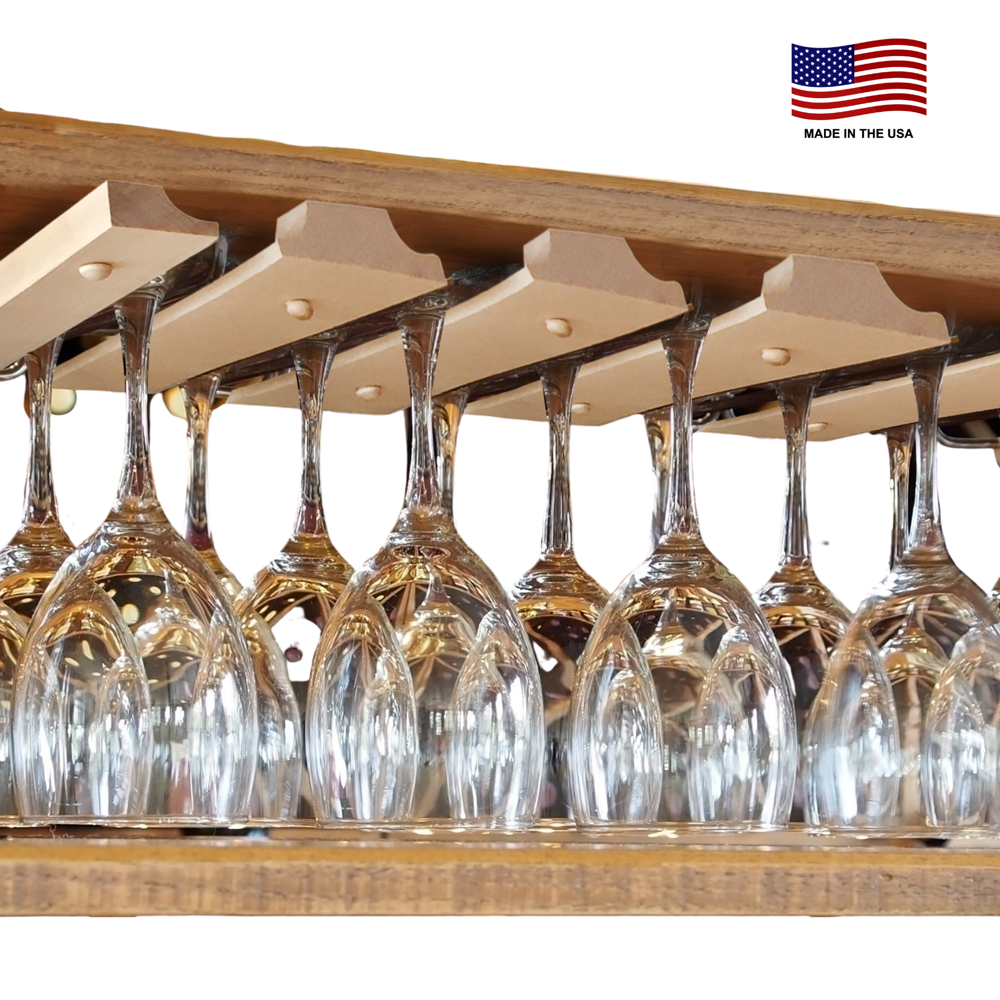 Wine Glass Rack Under Cabinet for Hanging Glasses - Double