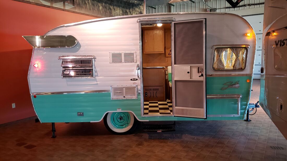 New vintagelook travel trailer at RV Hall of Fame in