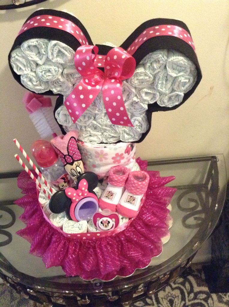 MINNIE MOUSE PINK WHITE LITTLE SWADDLERS DIAPER BABY SHOWER FAVORS GIFT TOPPER