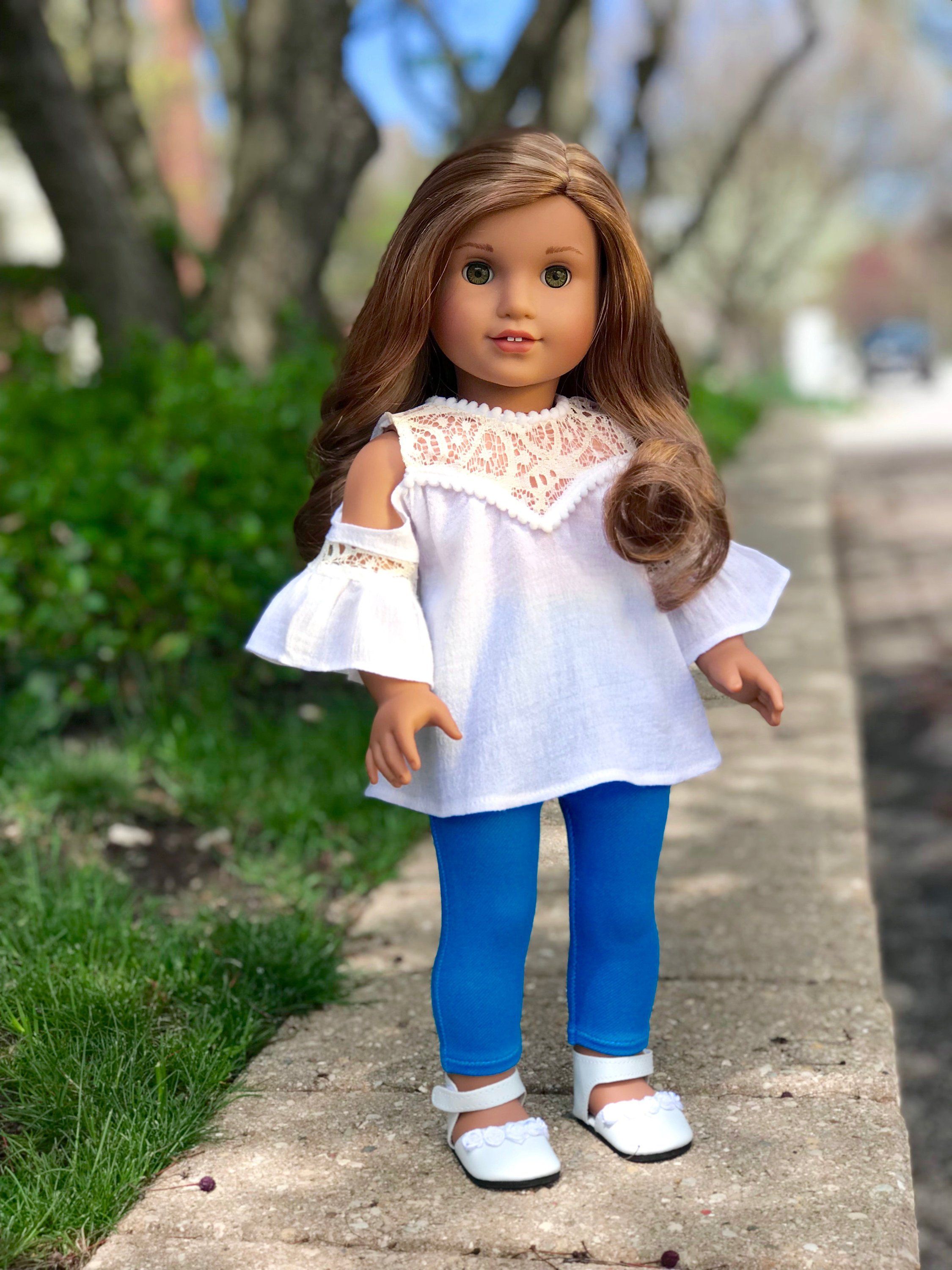 White Faux Fur Coat 3pc Set Fits 18/" American Girl Doll