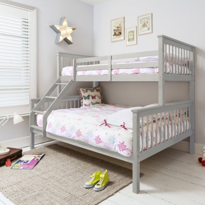 Hanna Triple Bed Kids Bunk Bed Silk Grey Noa and Nani Hanna Triple Bed Kids Bunk Bed Silk Grey Noa and Nani