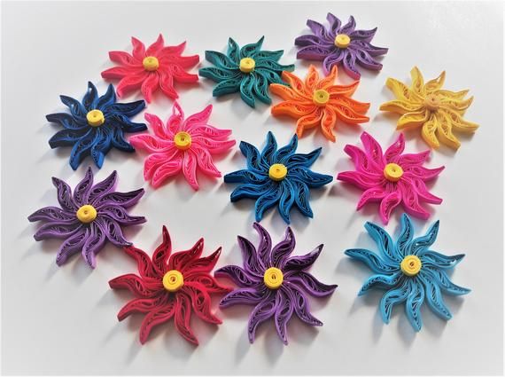 Set of 10 Quilled flowers, Quilling flowers, Paper flowers