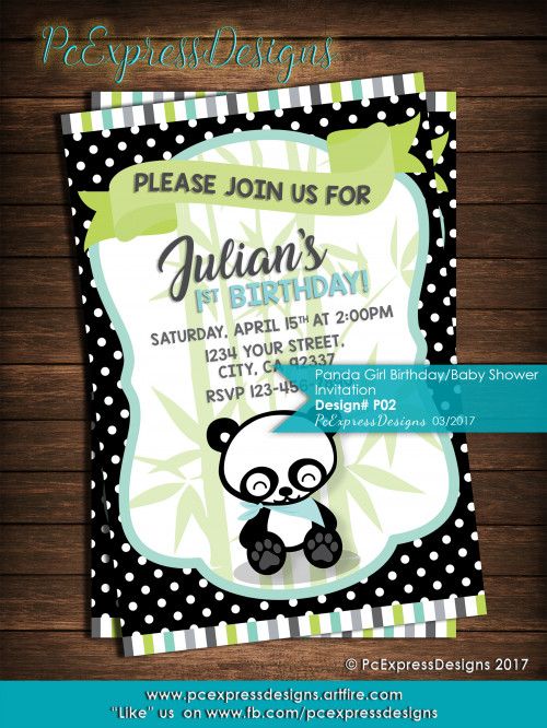 panda boy birthday invitation p02 in 2018 boy birthdays