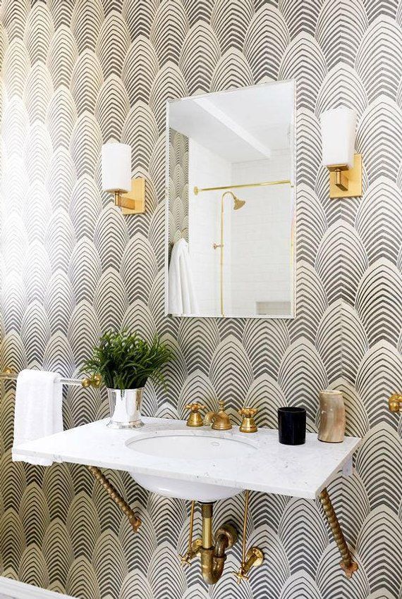 Tiny Brush Pattern Removable Wallpaper In Black Powder Room Small Small Bathroom Decor Bathroom Accent Wall