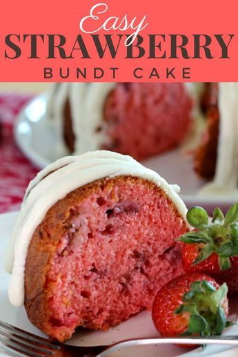 It's hard to believe this Easy Strawberry Bundt Cake by Renee's Kitchen Adventures starts with a boxed mix. Made with jello and fresh or frozen strawberries for a moist cake bursting with strawberry flavor! Strawberry Bundt Cake Recipe, Fresh Strawberry Cake, Pound Cake With Strawberries, Recipes With Frozen Strawberries, Strawberry Cake Recipe Using Frozen Strawberries, Strawberry Cake From Scratch, Strawberry Recipes Easy, Strawberry Puree, Blueberry Cake