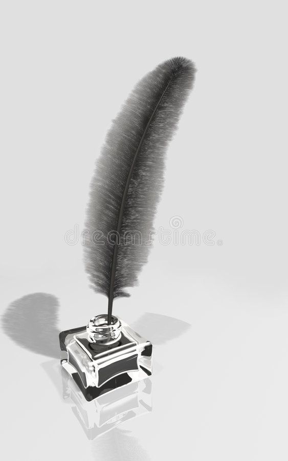 Quill and inkpot stock illustration. Illustration of isolated - 587170