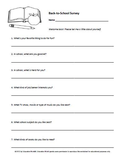 Education World Back-to-School Student Survey Substituting - sample student survey Education World Back-to-School Student Survey Substituting - sample student survey