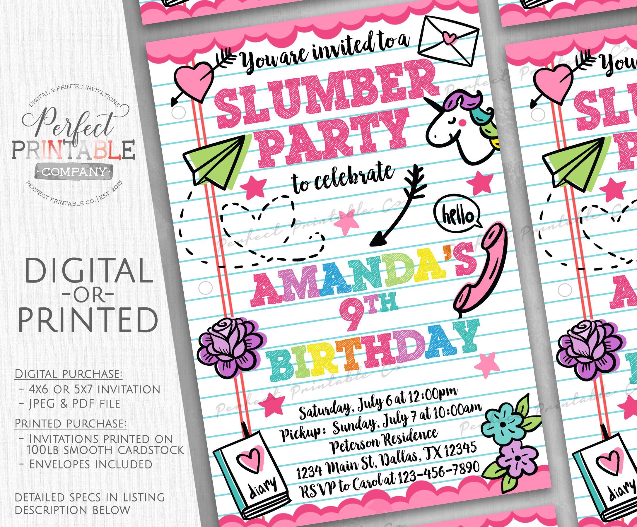 slumber party invitation slumber party birthday invitation slumber birthday slumber party invitations
