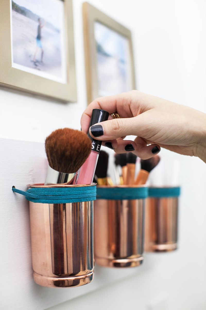 Leather Copper Cup Organizer Diy Diy Makeup Brush Holder Diy