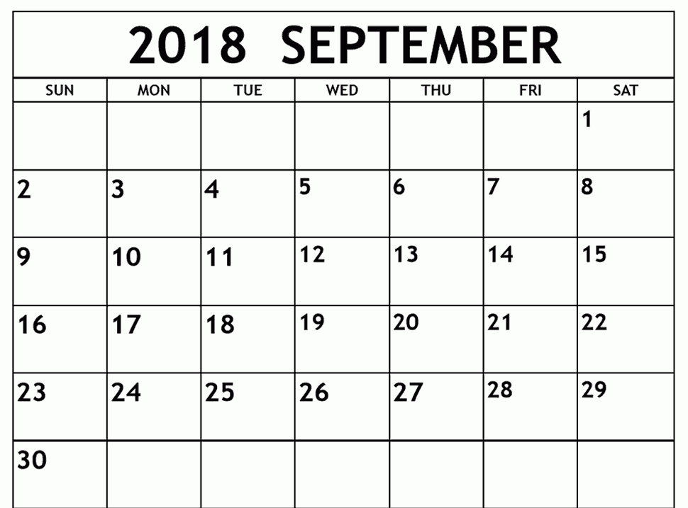 blank september 2018 calendar printable september 2018 printable blank calendar excel