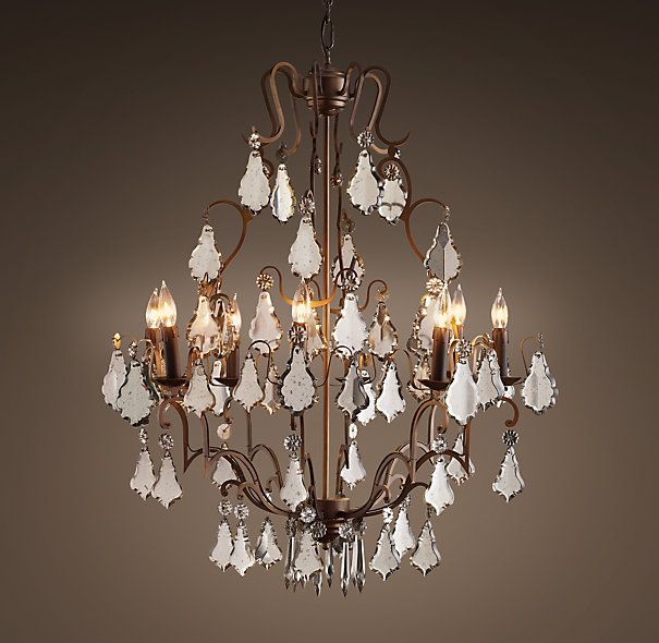 Florian Mercury Glass Chandelier Medium Lighting Florian Mercury Glass Chandelier Medium, Mercury Glass Crystal Chandelier