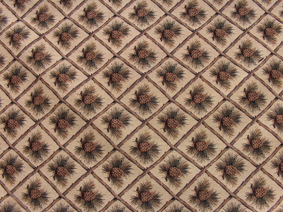 Rustic Pine Cone Beige Tapestry Heavy Duty Upholstery Fabric Rustic Pine Cone Beige Tapestry Heavy Duty Upholstery Fabric