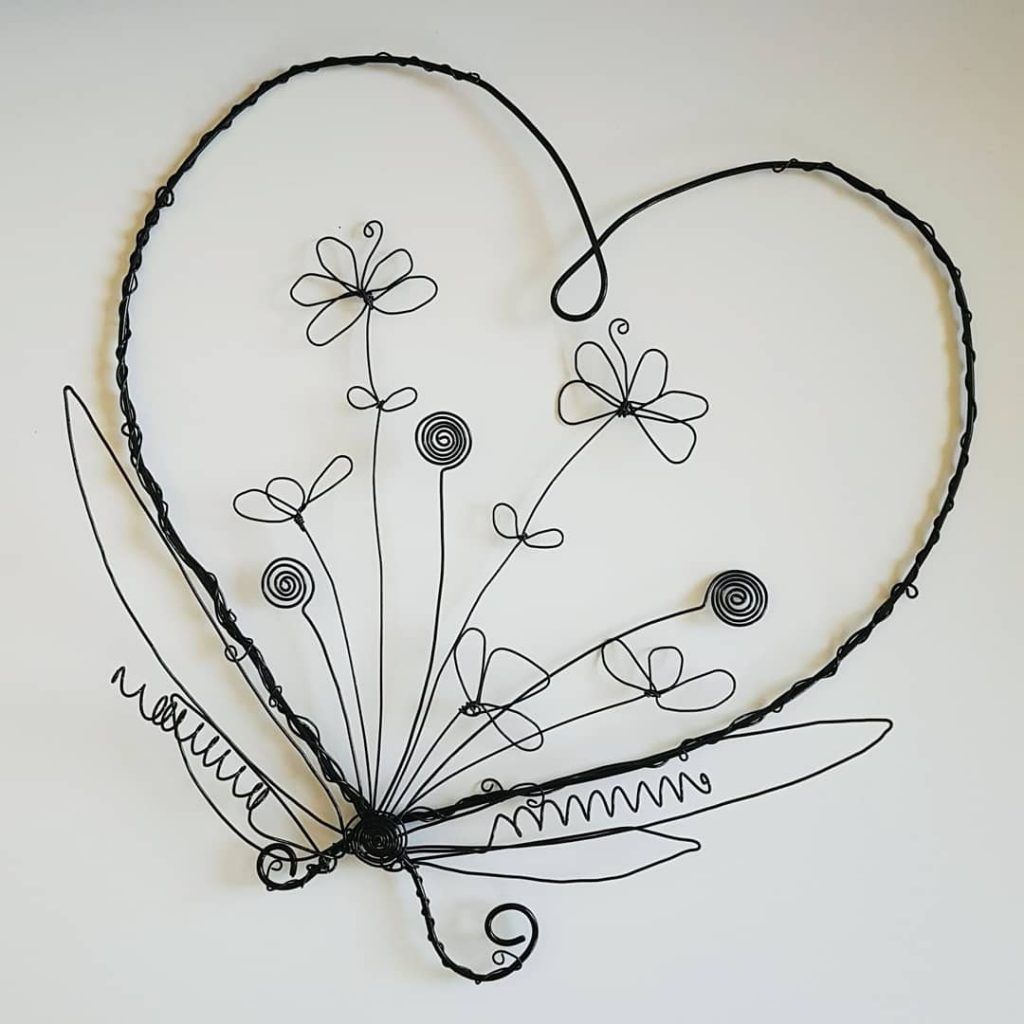 Floral Wire Wreath, New home gift, wall art, garden art