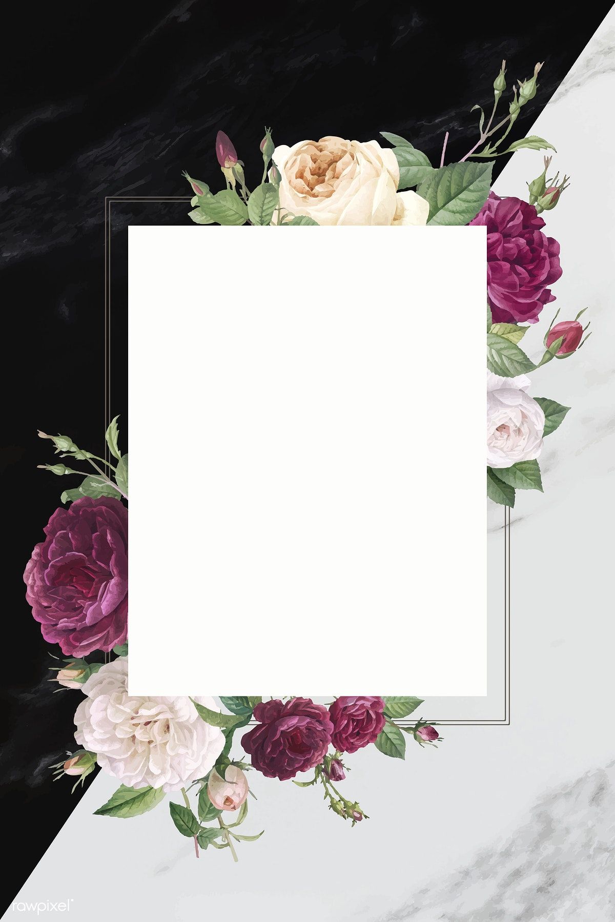 Download Rectangular frame decorated with roses vector | free image ...