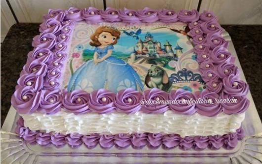 Bolo Retangular De Papel De Arroz Bolo Princesa Sofia Bolo Princesa Festa Princesa Sofia