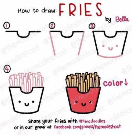 54 ideas how to draw food kawaii illustrations | Easy drawings, Simple