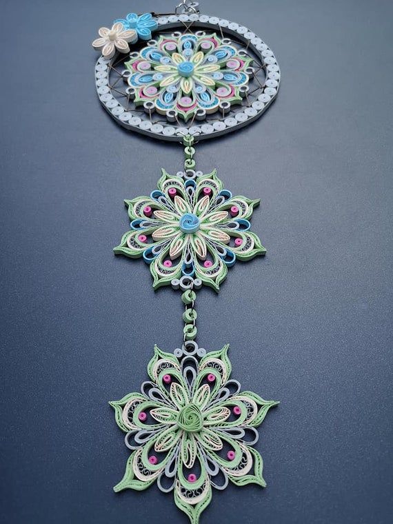 Items similar to Dreamcatcher Flowers Mandala, Paper Quilling Art, Paper Quilling Dreamcatcher, Dreamcatcher Wall Hanging Decor, Dreamcatcher Paper Design on Etsy