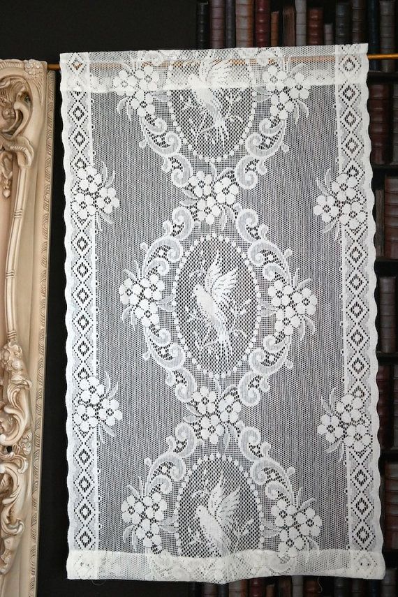 Exquisite Victorian Style Cotton Lace Curtain Panelling Sold Per Metre 23 Inches Doves Scrolls Shabby Chic French Window Ds Шторы Shabby Chic French Style Window Ds, Victorian Lace Curtains