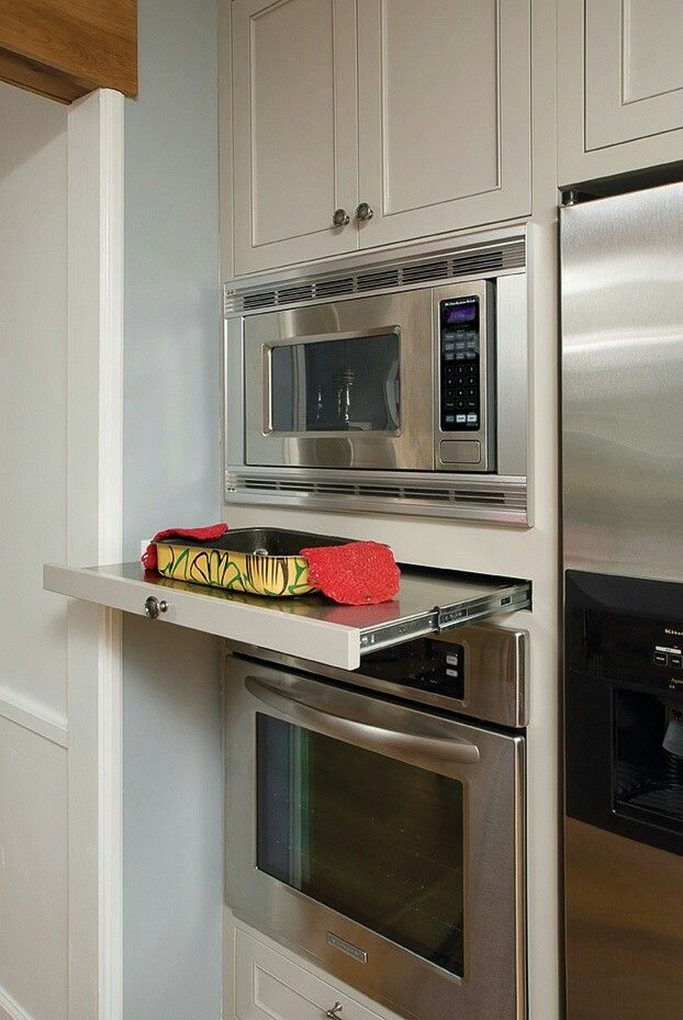 Pin By Camille On Kitchen Pinterest Kitchens House And Must Have Between A Microwave And Wall Oven Stainless Steel Wred Shelf What An Awesome Small Feature