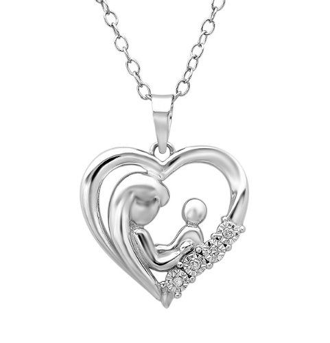 Mother Child Diamond Heart Pendant Necklace In Sterling Silver Amanda Rose Collection A Jewelry - Mother Baby Heart Pendant Mother Child Diamond Heart Pendant Necklace In Sterling Silver Amanda Rose Collection A Jewelry - Mother Baby Heart Pendant