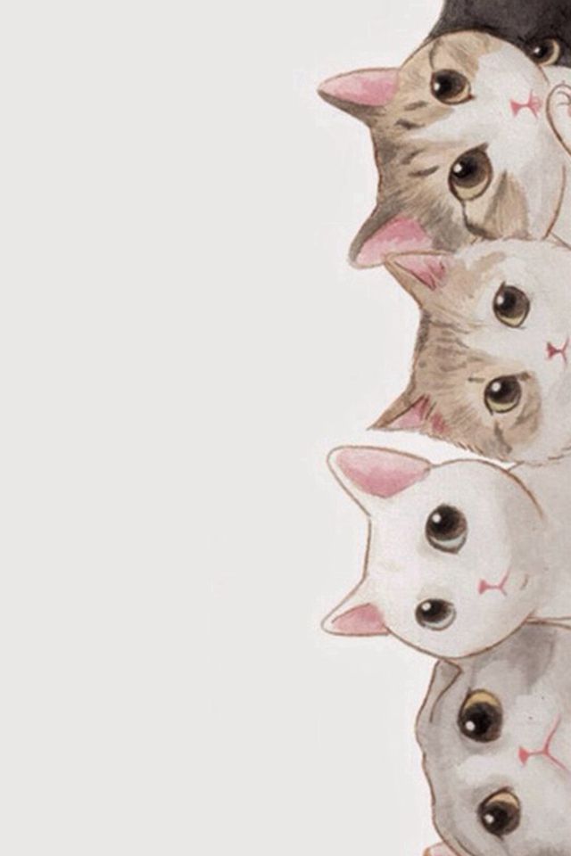 Cute Cats Vertical Aligned Illustration Iphone 4s Wallpaper