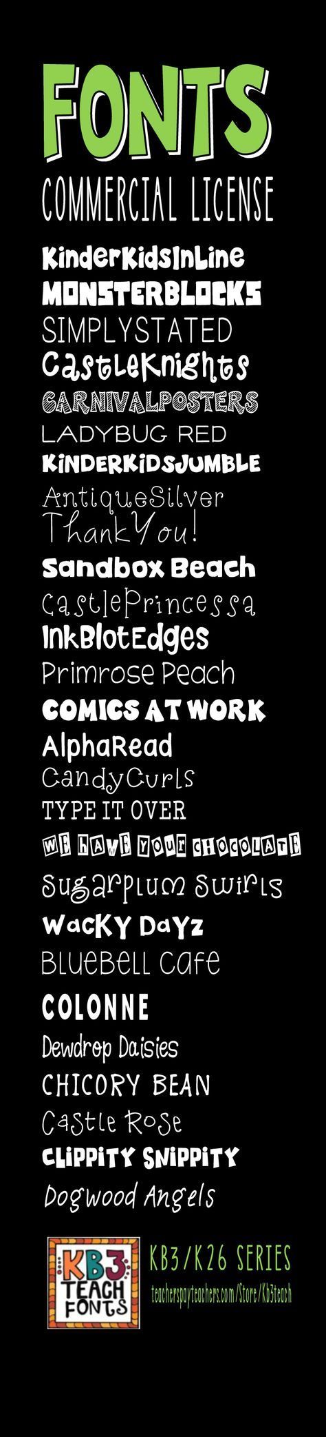 Download Mega Font Pack: Commercial and Personal Use (180+ Fonts) https://www.teacherspayteachers.com ...