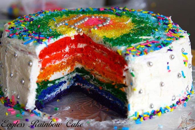 Eggless Rainbow Cake Recipe Eggless Cooking Recipe Rainbow Cake Rainbow Cake Recipe Rainbow Birthday Cake