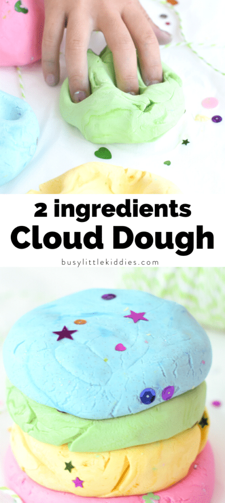 An EASY 2-ingredients cloud dough recipe made with lotion and ...