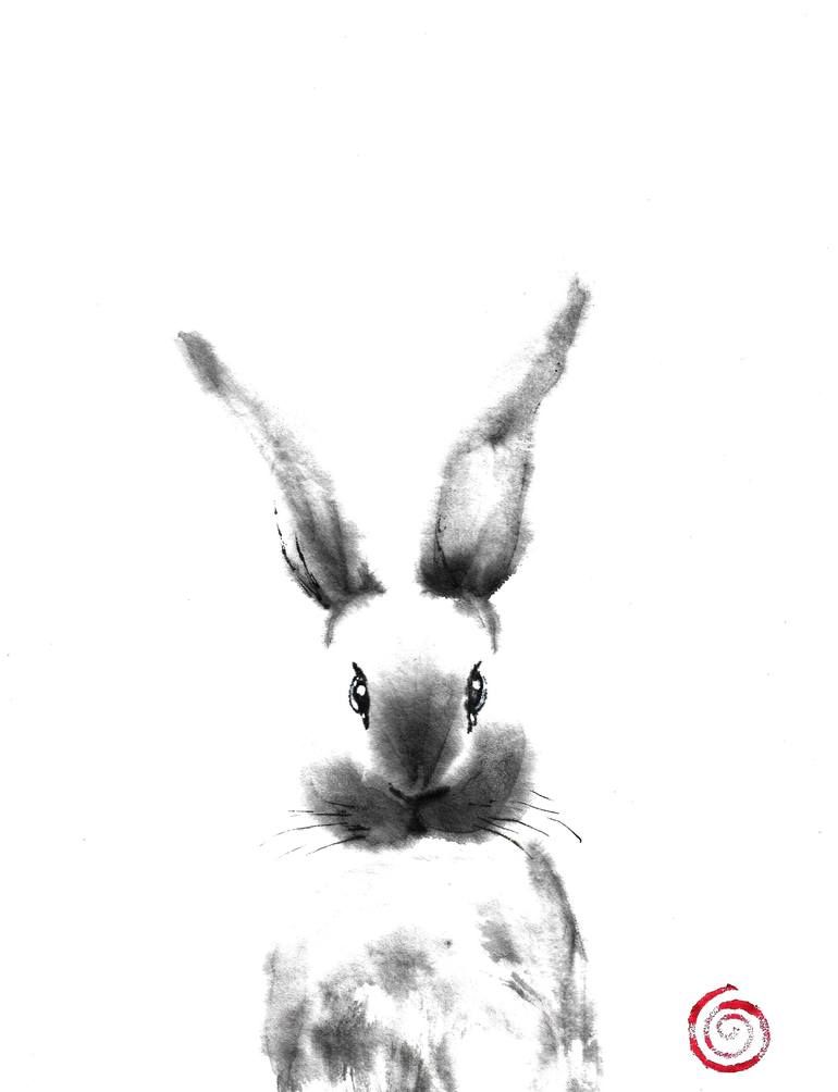 Saatchi Art is pleased to offer the Art Print, "Sumi-e Rabbit," by Milla Krivdina. Art prints are available from $68 USD. Archival inks on Fine Art Paper. Size is 12 H x 9 W in. Japanese Ink Painting, Sumi E Painting, Japanese Watercolor, Chinese Art Painting, Rabbit Painting, Japan Painting, Japanese Drawings, Japanese Art, Rabbit Pictures