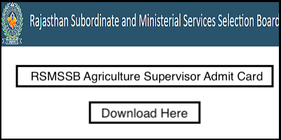 Rsmssb Agriculture Supervisor Admit Card 2019 Written Exam Date Cards Agricultural Development Agriculture