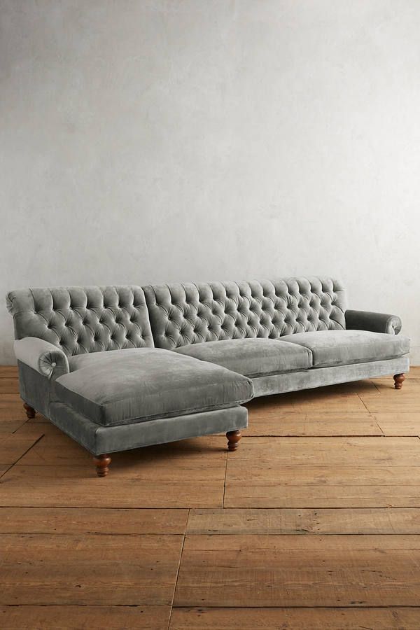 Anthropologie Slub Velvet Fan Pleat Left Sectional, Landon Home Living Room, Living Room Furniture, Casa Clean, House Interior, Interior Design, Sofas And Chairs, Armchairs, Couches, Living Room Inspiration