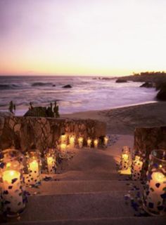 Beach Wedding Sunset Google Search Pinterest If Your Ceremony Is At Sunset Add A Pathway Of Candles Leading To The Beach It S Inexpensive And