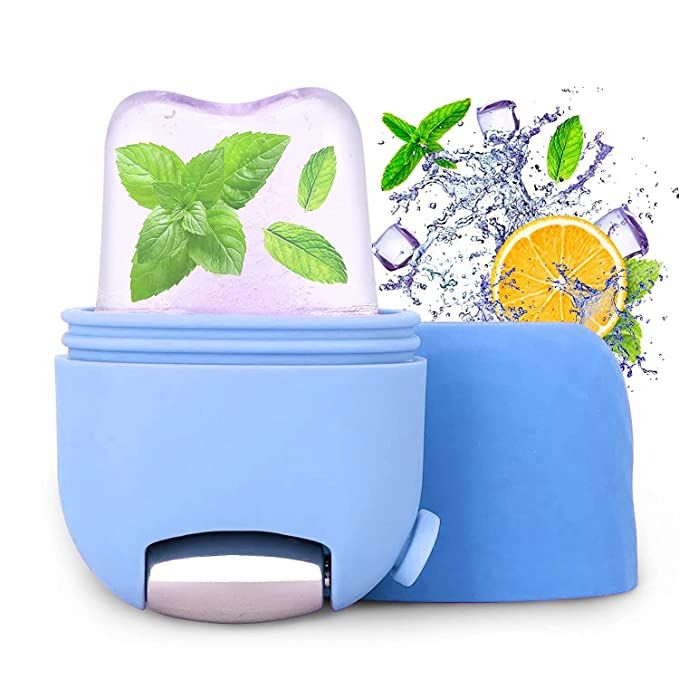 Deal of the day: tekme 2 in 1 Ice Roller for Face Neck and Eyes, Ice Mold for Face Massage, Reusable Silicone Facial Roller for Face Massager, For Glowing & Tighten Skin (Blue) Ice Roller, Tighten Skin, Reduce Pores, Reduce Dark Circles, Ice Molds, Facial Roller, Face Massage, Skin Care Tools, Facial Skin Care