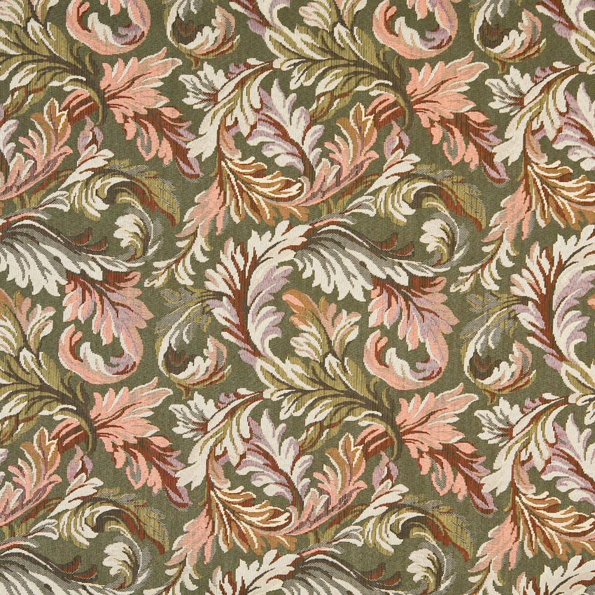 F927 Blue Green And Burgundy Floral Tapestry Upholstery Fabric By The Yard